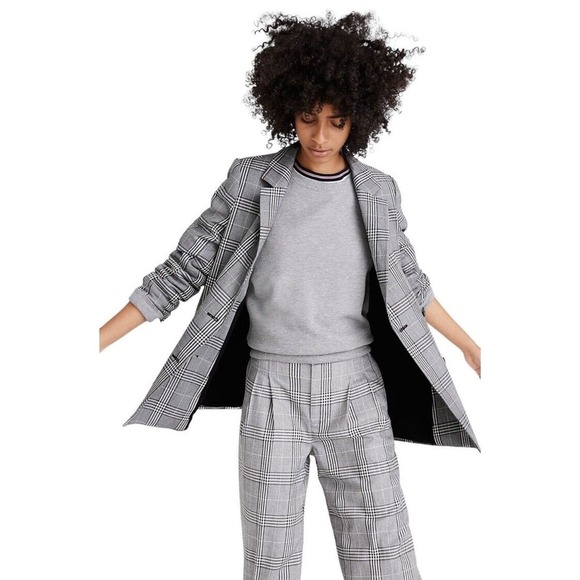 Madewell Caldwell Double-Breasted Blazer in Menswear Plaid Women Size XS Gray - Picture 4 of 16